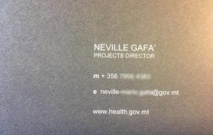Neville Gafa fake business card