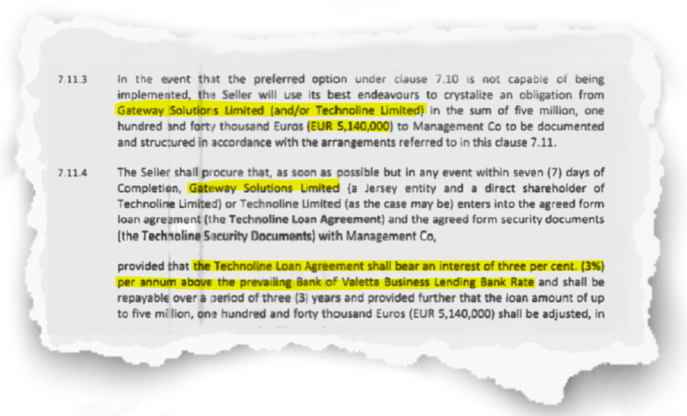 Excerpt from the Steward VGH SPA indicating the $5.14m loaned by Vitals Jersey