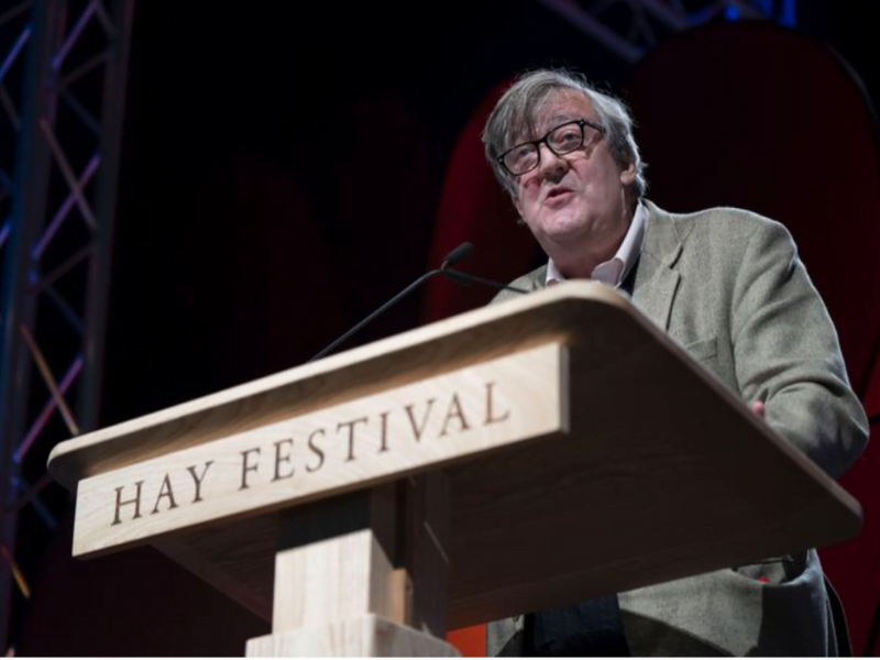 Stephen Fry at Hay Festival 2019.