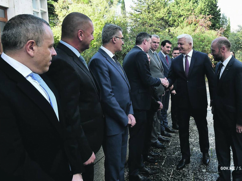 Disgraced former Prime Minister Joseph Muscat with the Maltese contingent in Montengro including his chief of staff Keith Schembri, ambassador to Montenegro Karl Izzo, and former ministers Carmelo Abela and Konrad Mizzi.